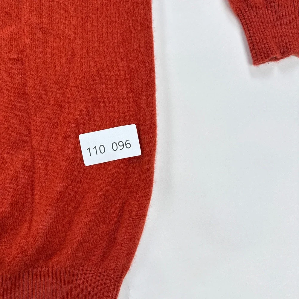 Forte Cashmere Mens Sweater Medium Orange Quarter Zip Pullover Mock Neck Soft